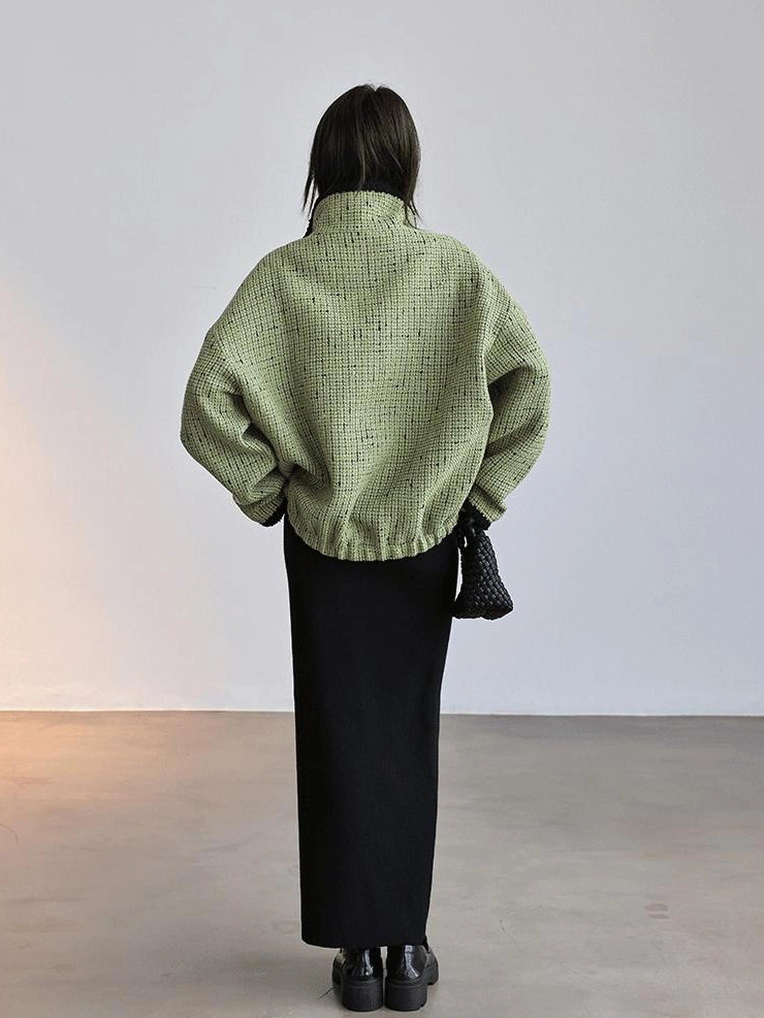 FU FRESH UP Soft Wool Tweed Jacket With Contrast Collar