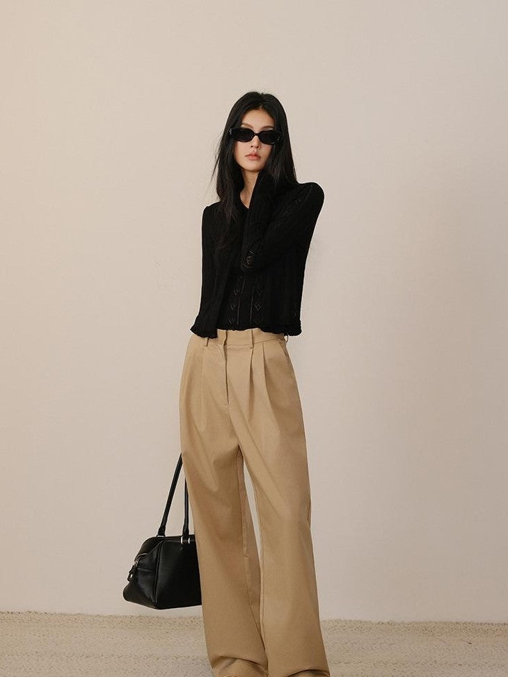 FU FRESH UP Solid 3d Pleated Straight Leg Pocket Women&