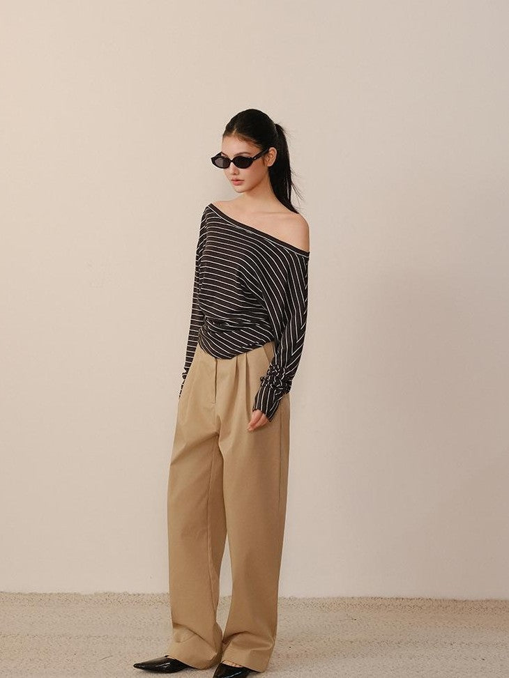 FU FRESH UP Solid 3d Pleated Straight Leg Pocket Women&