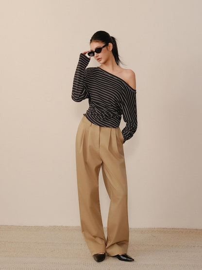FU FRESH UP Solid 3d Pleated Straight Leg Pocket Women&