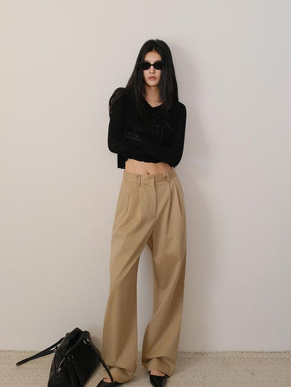 FU FRESH UP Solid 3d Pleated Straight Leg Pocket Women&