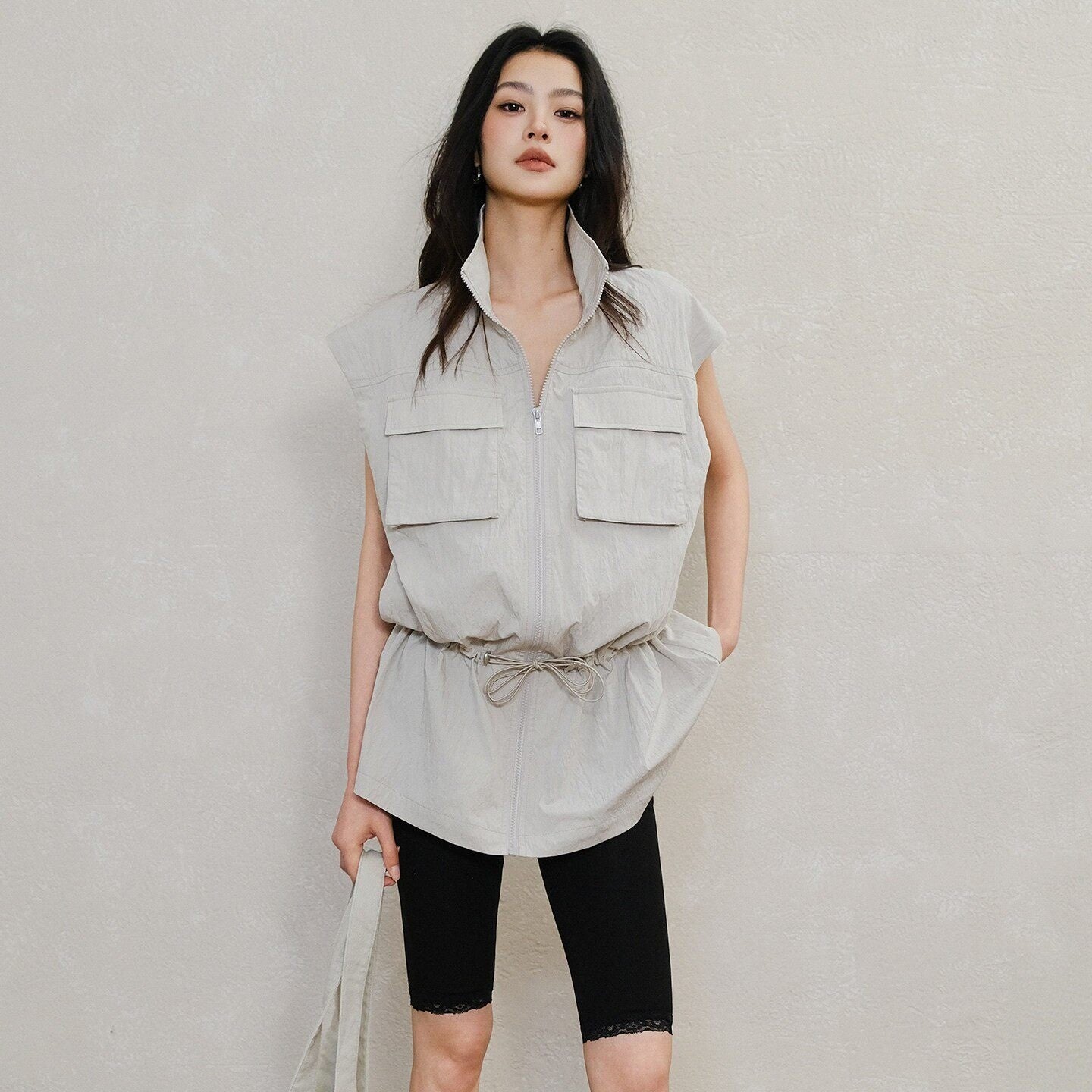 FU_FRESH_UP_Stand_Collar_Utility_Pocket_Zip_Washed_Women&