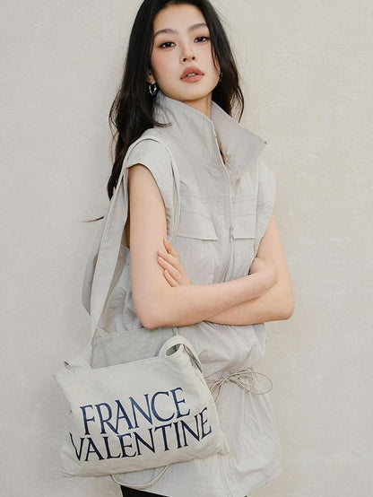 FU FRESH UP Stand Collar Utility Pocket Zip Washed Women&