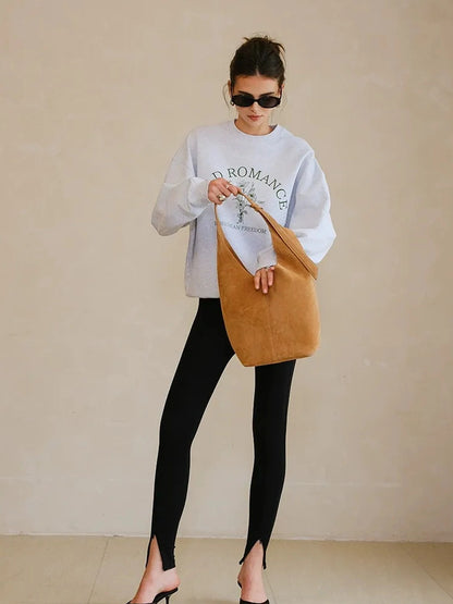 FU FRESH UP Stretch Fit Fleece Lined Split Hem Leggings