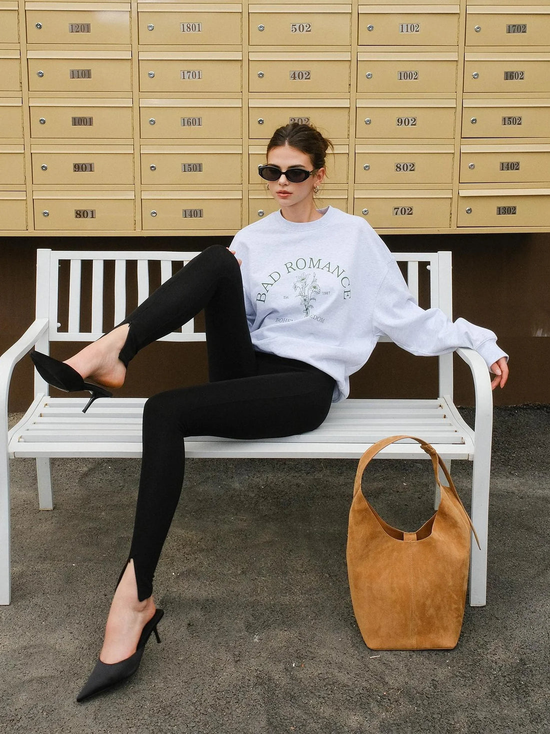 FU FRESH UP Stretch Fit Fleece Lined Split Hem Leggings