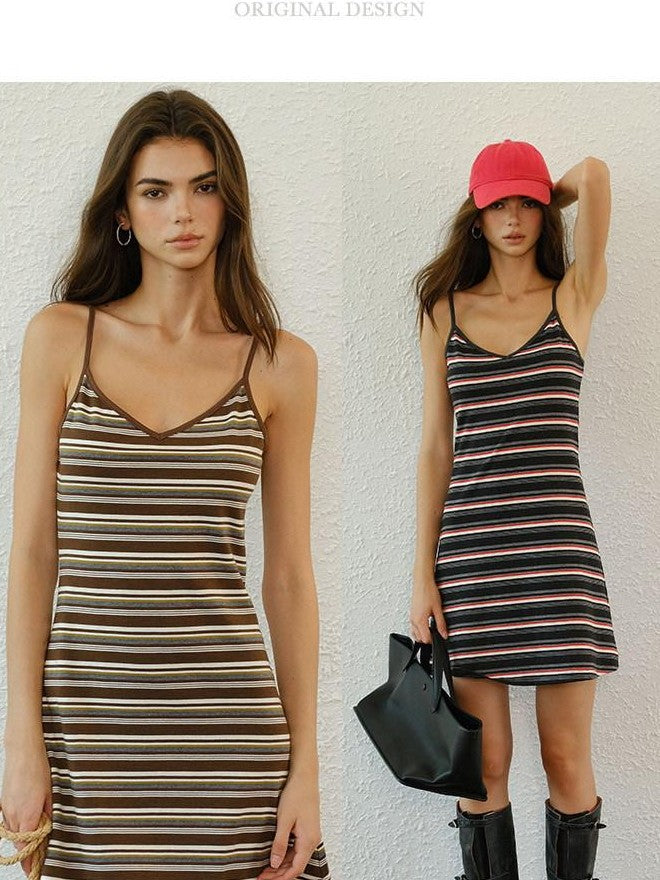 FU FRESH UP Striped Colorblock V-neck Women&