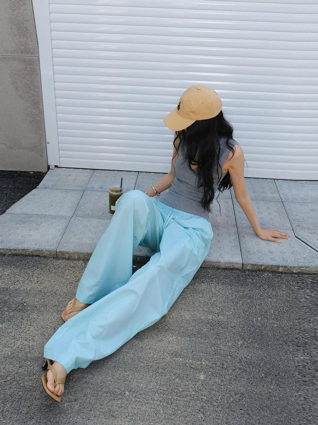 FU FRESH UP Summer Oxygen Wide Leg Striped Trousers