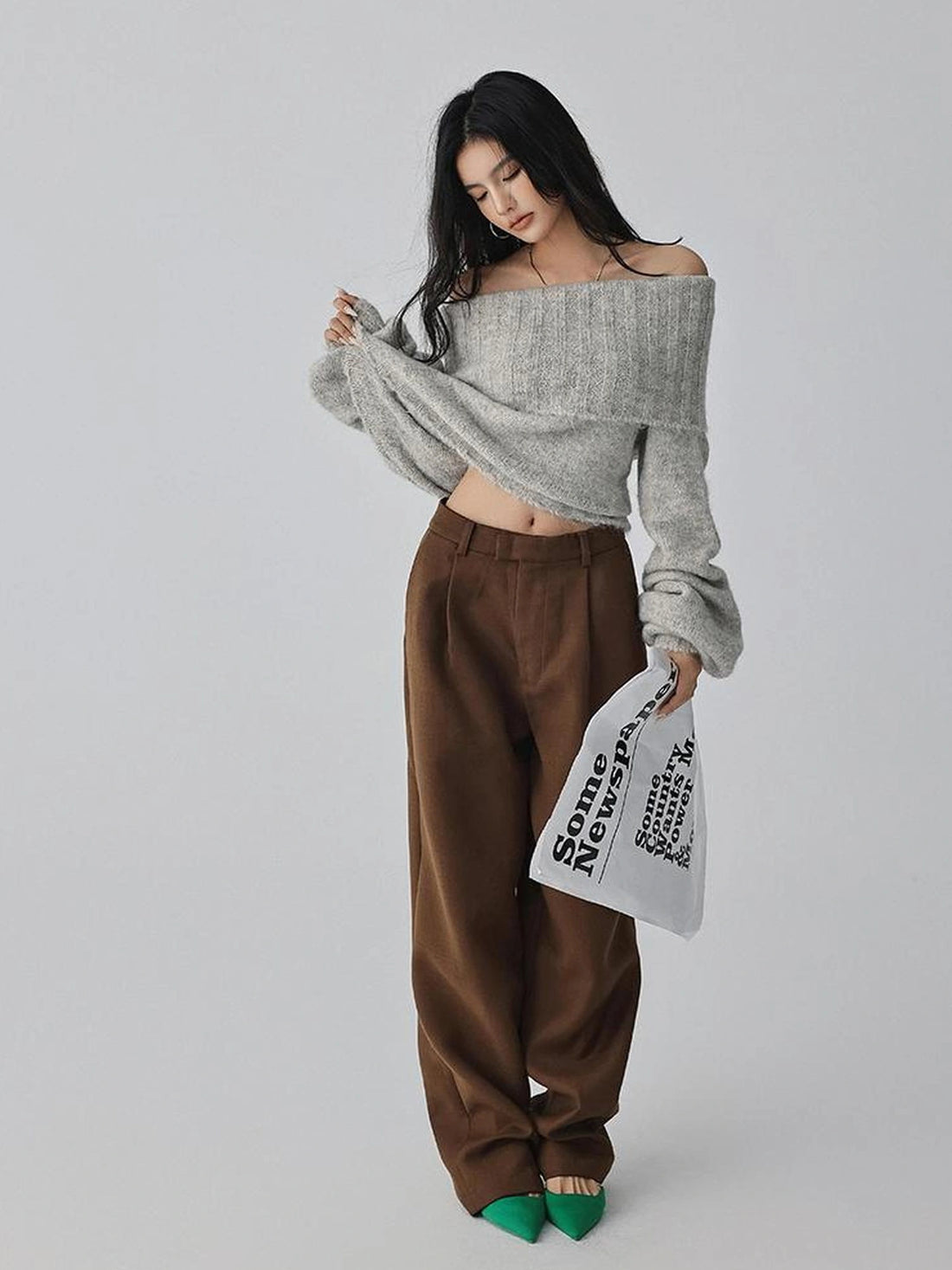 FU FRESH UP Tailored Wool Blend Tapered Trousers