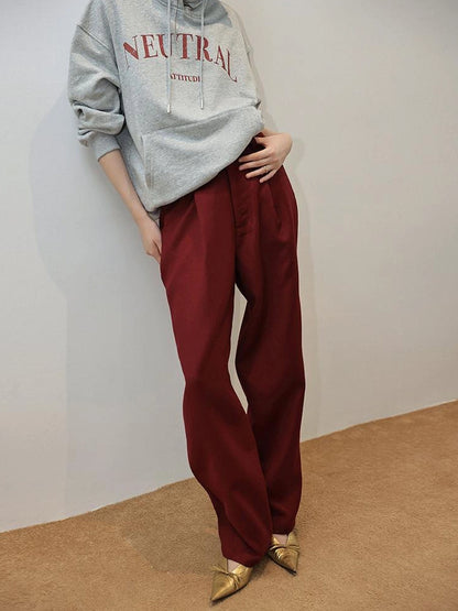 FU FRESH UP Tailored Wool Blend Tapered Trousers