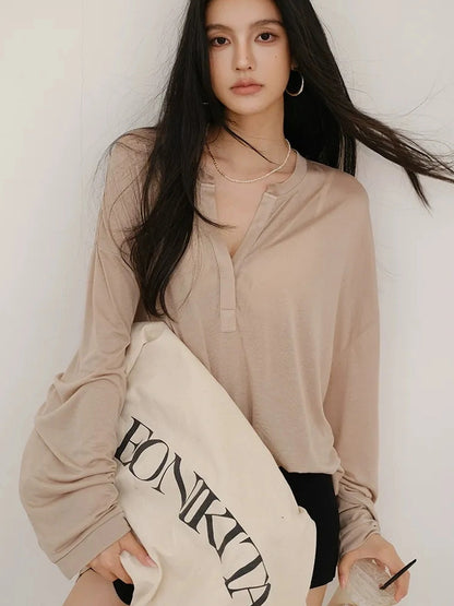 FU FRESH UP Tencel Relaxed V-neck T-shirt