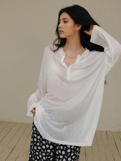 FU FRESH UP Tencel Relaxed V-neck T-shirt