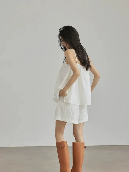 FU FRESH UP Textured French Ribbed Cami And Pant Set