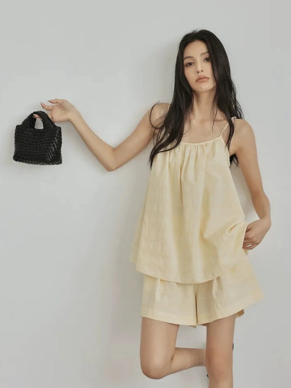 FU FRESH UP Textured French Ribbed Cami And Pant Set