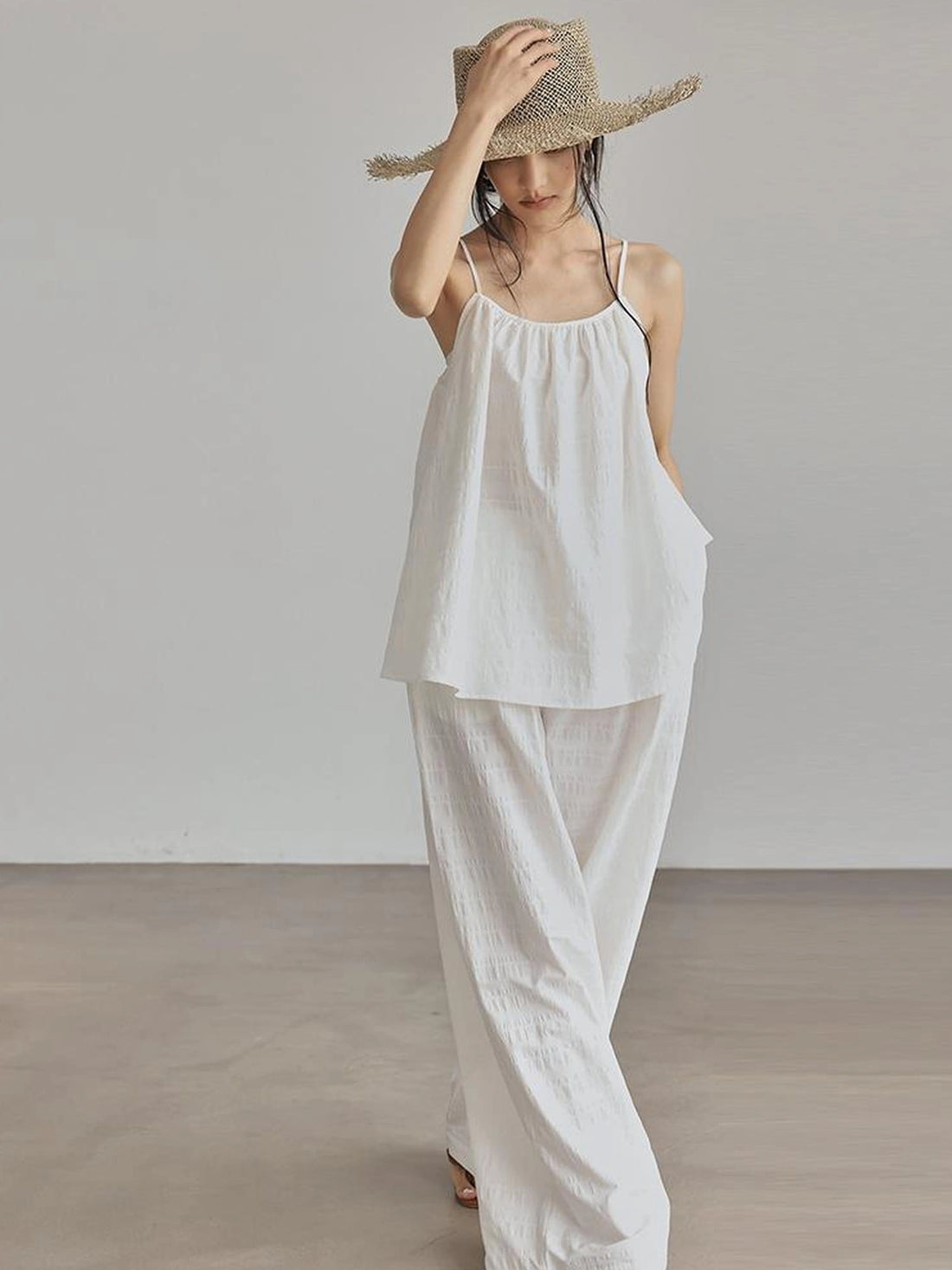 FU FRESH UP Textured French Ribbed Cami And Pant Set