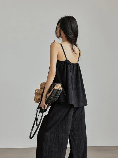 FU FRESH UP Textured French Ribbed Cami And Pant Set