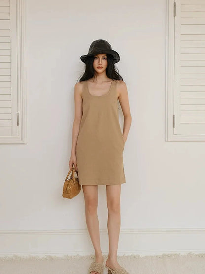 FU FRESH UP Textured Linen Blend Waistcoat Dress Blazer Set