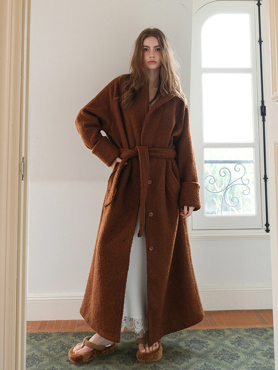 Textured Loop Wool Trench Coat