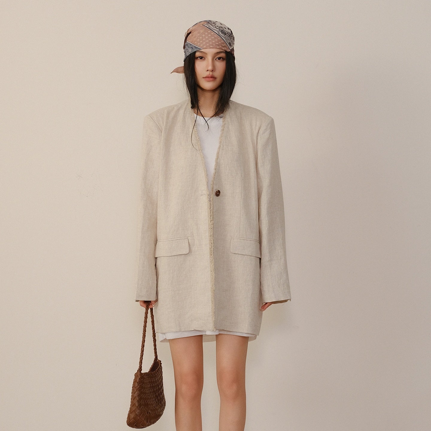 FU_FRESH_UP_Textured_Tassel_Collarless_Drop_Shoulder_Women&