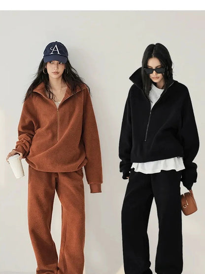 FU FRESH UP Thermal Fleece Zip Up Hoodie Set