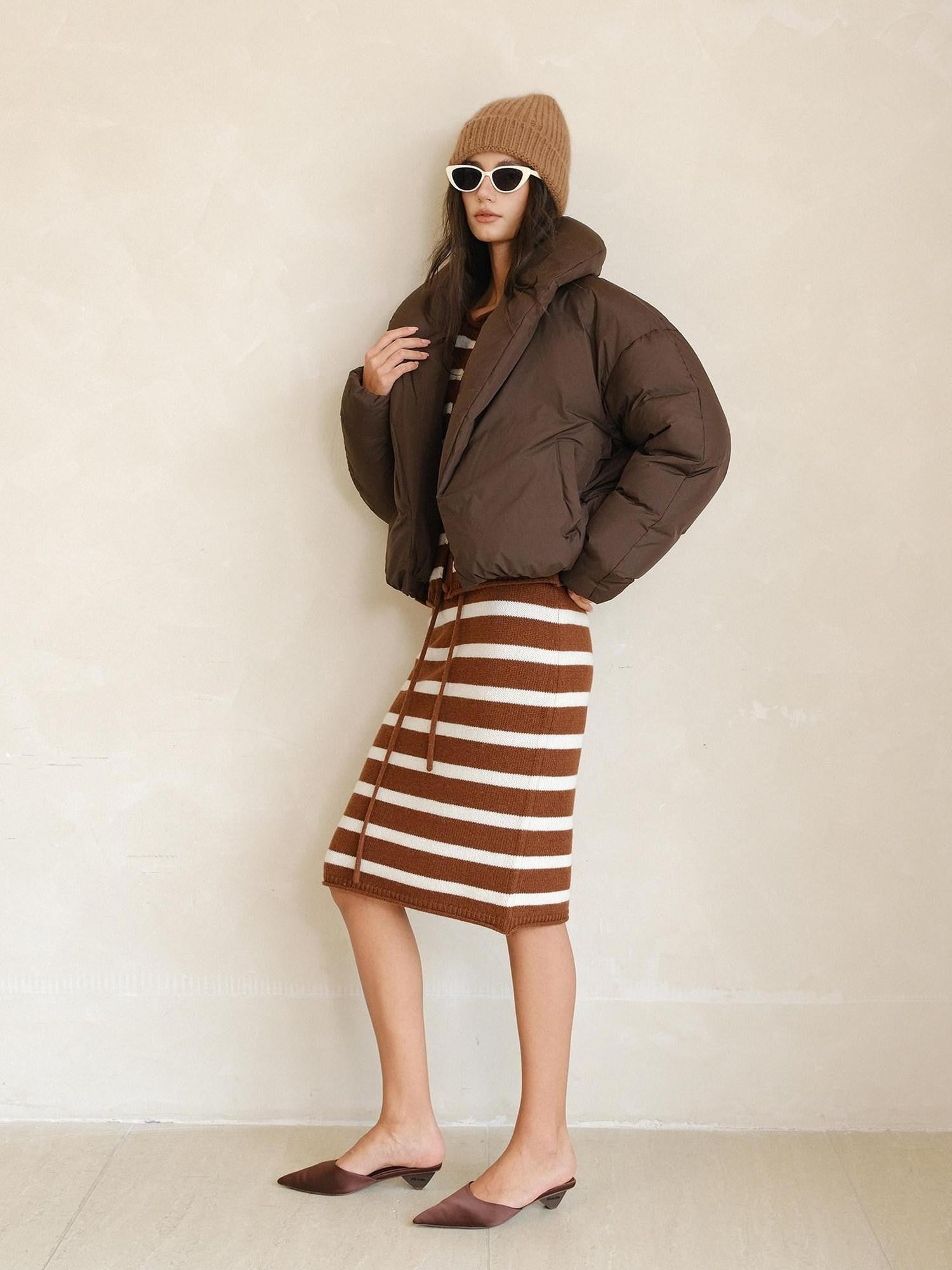 FU FRESH UP Turn Down Collar Cropped Boxy Women&
