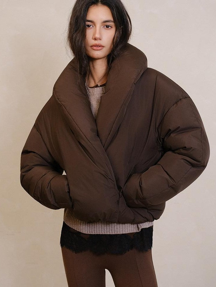 FU FRESH UP Turn Down Collar Cropped Boxy Women&