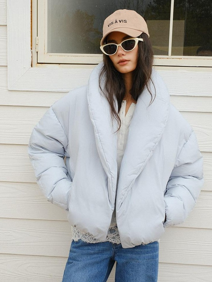 FU FRESH UP Turn Down Collar Cropped Boxy Women&