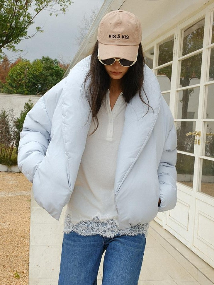 FU FRESH UP Turn Down Collar Cropped Boxy Women&