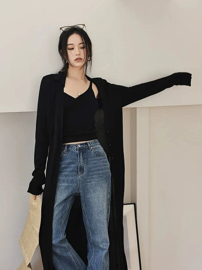 FU FRESH UP V-neck Long Rayleece Knit Cardigan Set