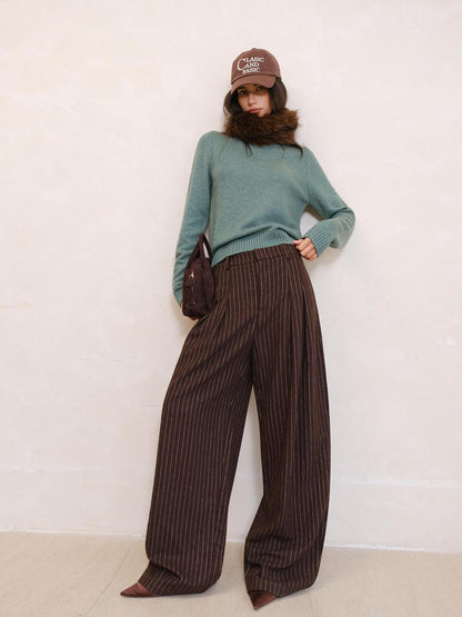 FU FRESH UP Vertical Stripe Pressed Pleat Tapered Women&