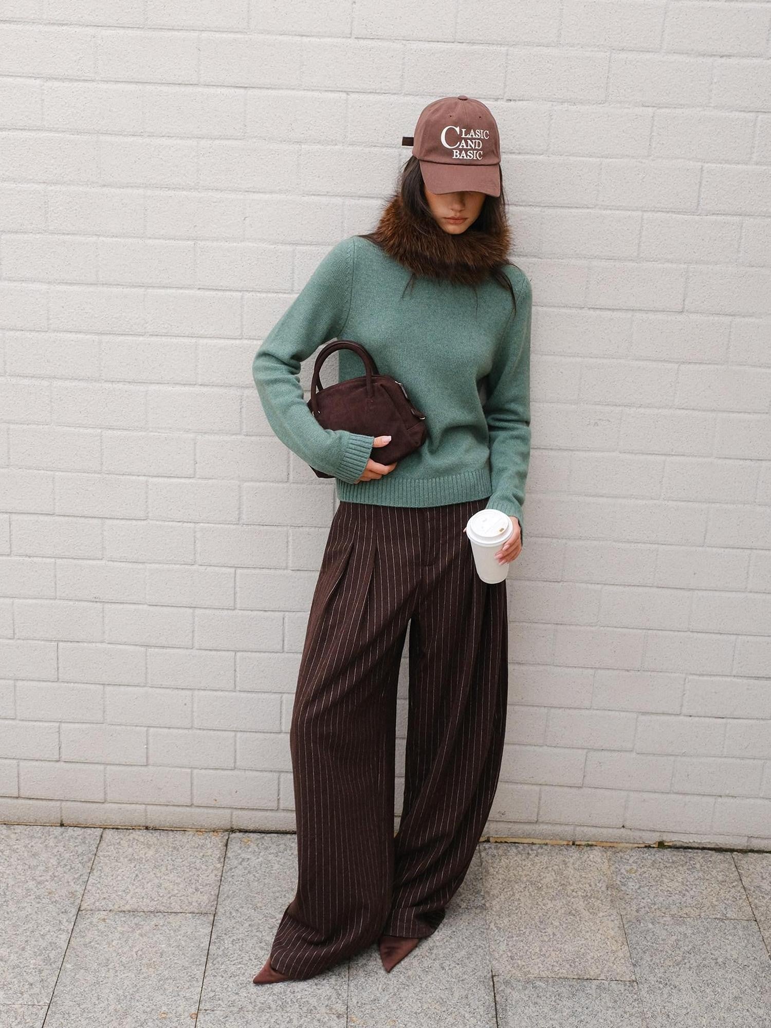 FU FRESH UP Vertical Stripe Pressed Pleat Tapered Women&