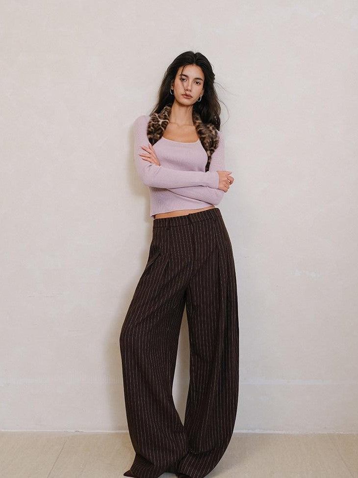 FU FRESH UP Vertical Stripe Pressed Pleat Tapered Women&