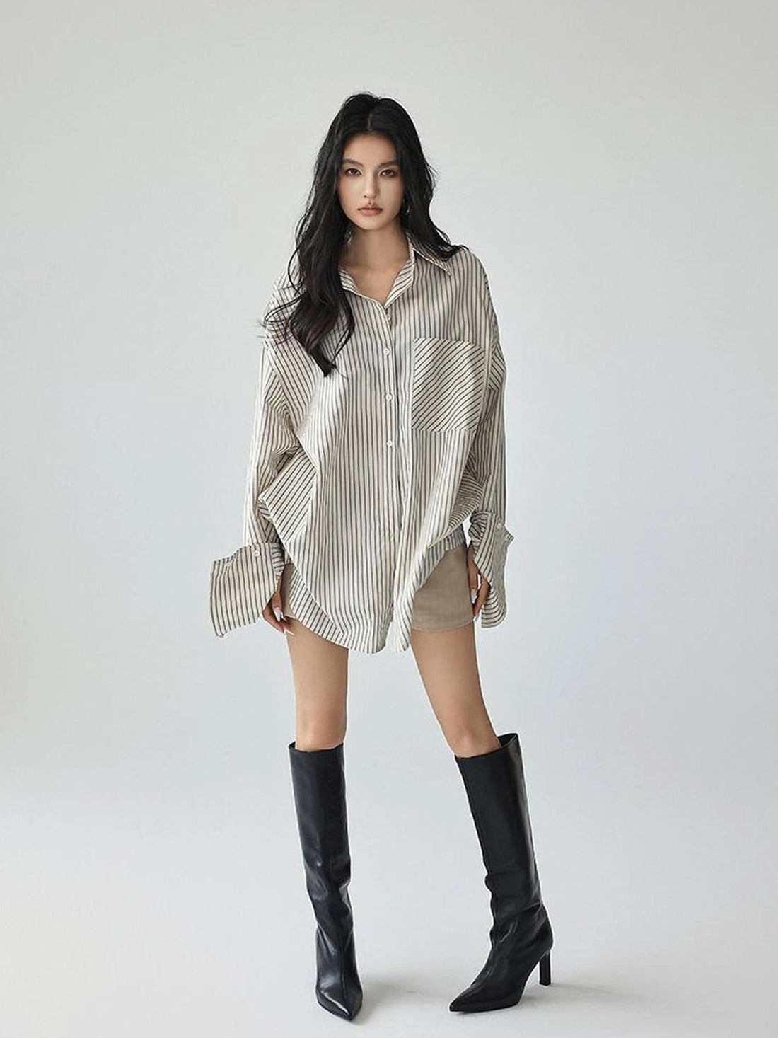 FU FRESH UP Vertical Stripe Relaxed Fit Shirt