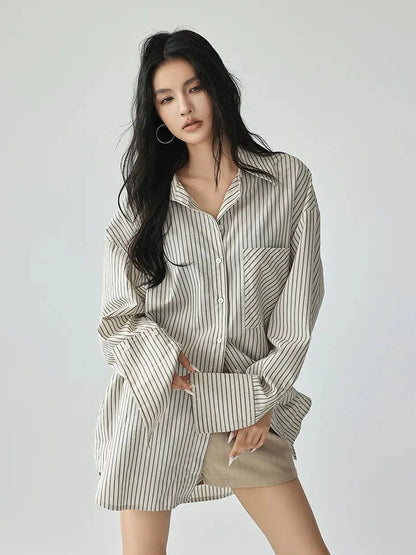 FU FRESH UP Vertical Stripe Relaxed Fit Shirt