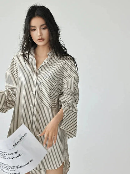 FU FRESH UP Vertical Stripe Relaxed Fit Shirt