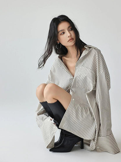 FU FRESH UP Vertical Stripe Relaxed Fit Shirt