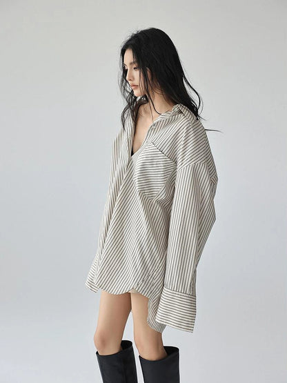 FU FRESH UP Vertical Stripe Relaxed Fit Shirt
