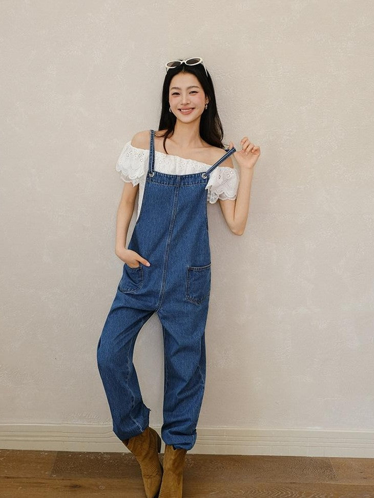 FU FRESH UP Vintage Adjustable Straps High Waist Pockets Women&