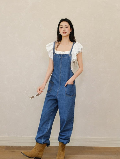 FU FRESH UP Vintage Adjustable Straps High Waist Pockets Women&