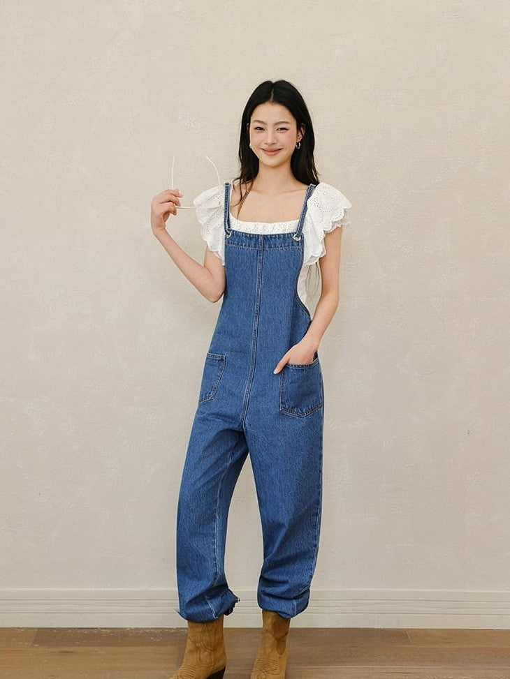 FU FRESH UP Vintage Adjustable Straps High Waist Pockets Women&