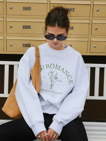 FU FRESH UP Vintage Americana Print Oversized Sweatshirt