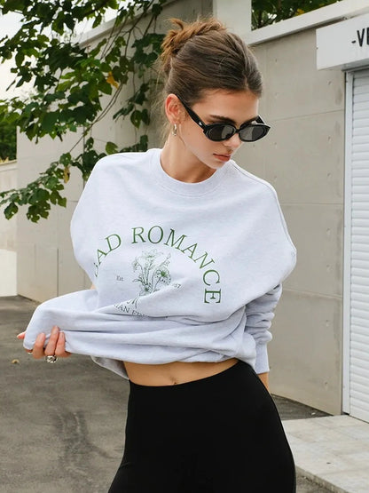 FU FRESH UP Vintage Americana Print Oversized Sweatshirt