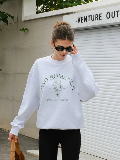 FU FRESH UP Vintage Americana Print Oversized Sweatshirt