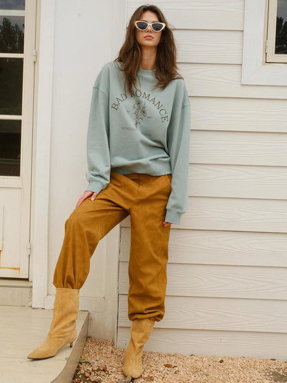 FU FRESH UP Vintage Americana Print Oversized Sweatshirt