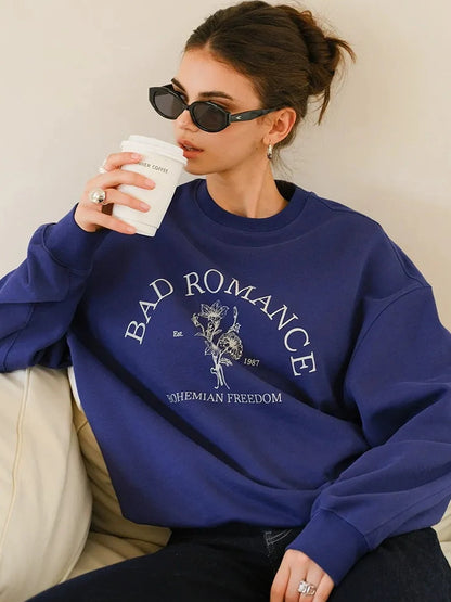FU FRESH UP Vintage Americana Print Oversized Sweatshirt