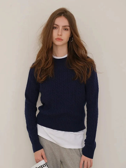 FU FRESH UP Vintage Cable Knit Cashmere Wool Sweater