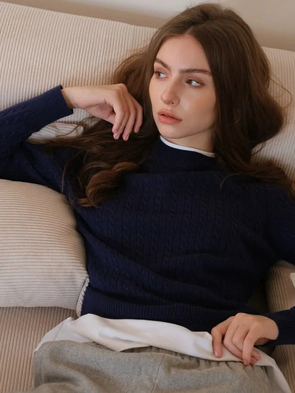 FU FRESH UP Vintage Cable Knit Cashmere Wool Sweater