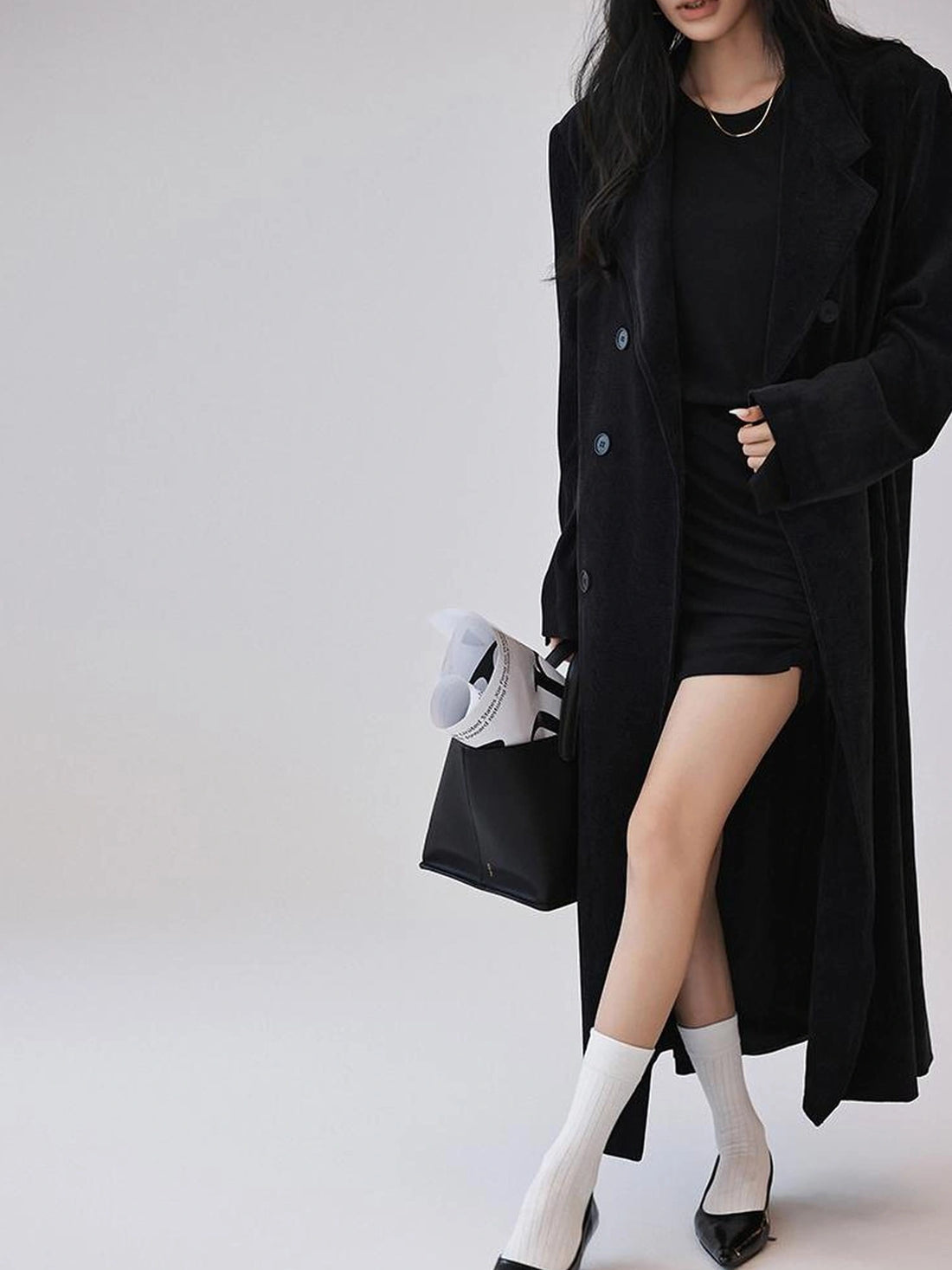 FU FRESH UP Vintage Corduroy Double Breasted Long Blazer Coat