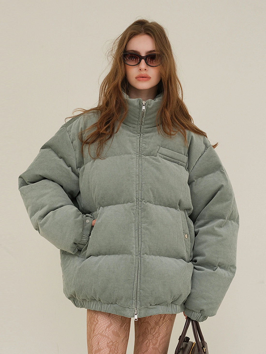 FU FRESH UP Vintage Corduroy Oversized Duck Down Puffer Coat