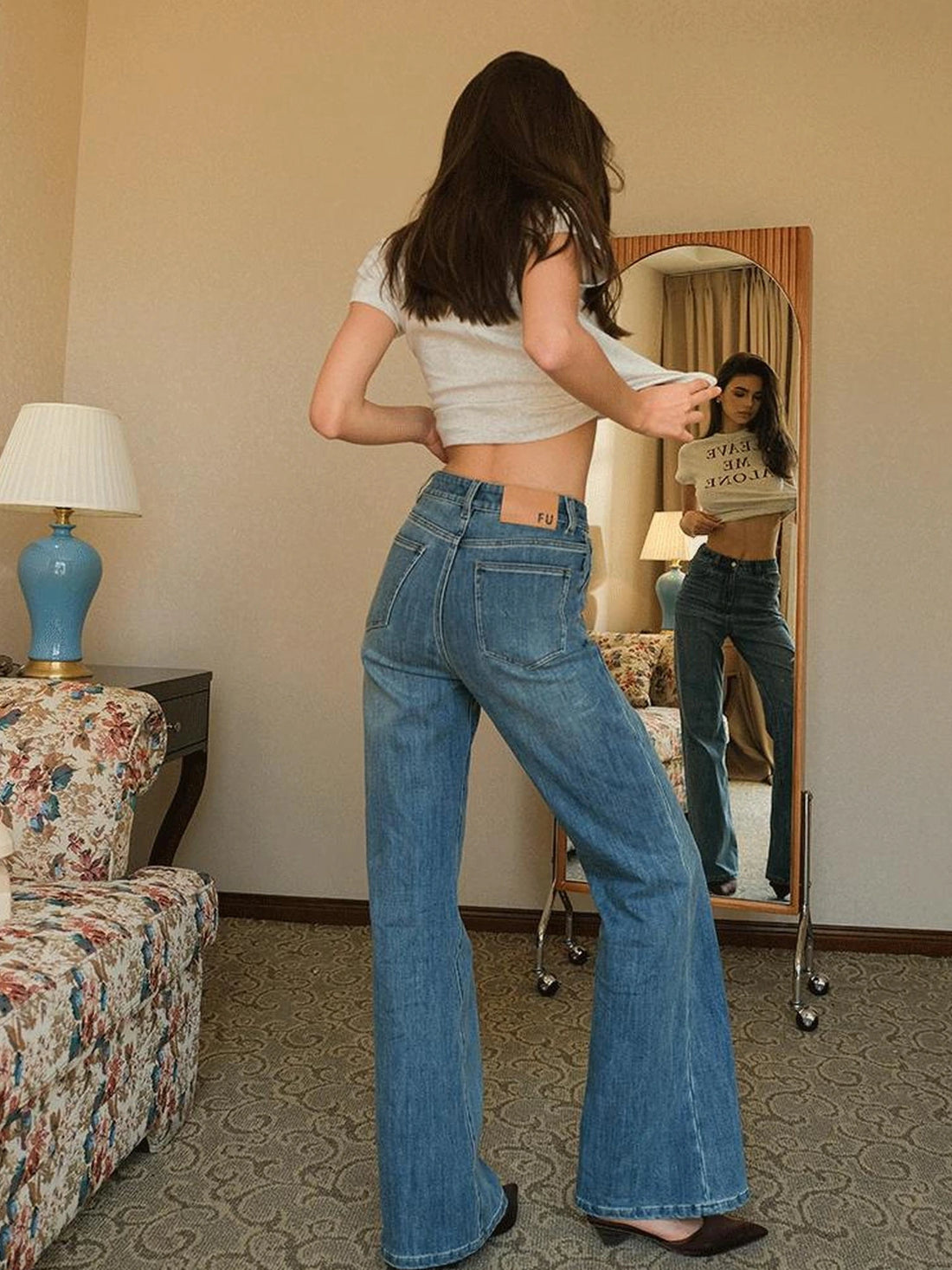 FU FRESH UP Vintage High Waist Flare Stretch Jeans