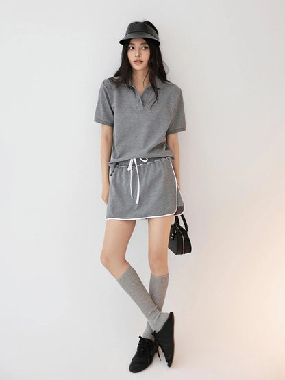 FU FRESH UP Vintage Polo Collar Sport Skort Set